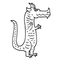 line drawing cartoon magical dragon