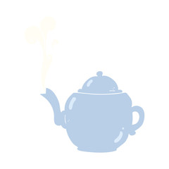 flat color illustration of a cartoon teapot