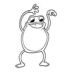 line drawing cartoon frog