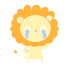 flat color style cartoon crying lion