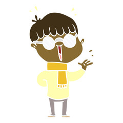 flat color style cartoon boy wearing spectacles