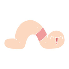 flat color style cartoon worm