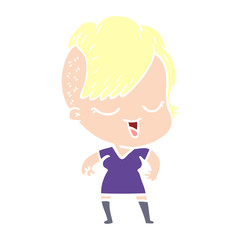 happy flat color style cartoon girl