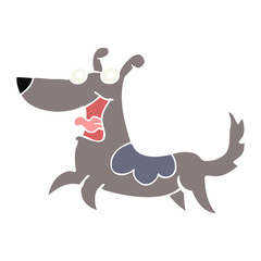 happy dog flat color style cartoon