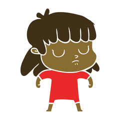 flat color style cartoon indifferent woman