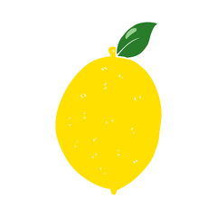 flat color illustration of a cartoon lemon