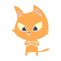confused flat color style cartoon cat