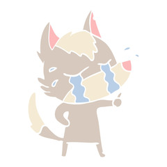 flat color style cartoon crying wolf