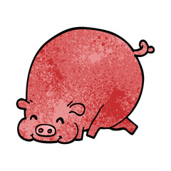 cartoon doodle fat pig