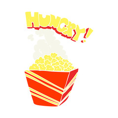 flat color illustration of a cartoon fresh popcorn