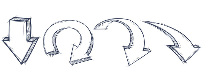 Obraz premium Arrows set. Black and white hand drawn sketch