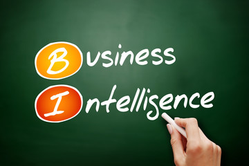 BI - Business Intelligence acronym, business concept background.