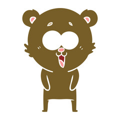 laughing teddy  bear flat color style cartoon