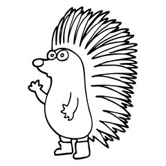 line drawing cartoon spiky hedgehog