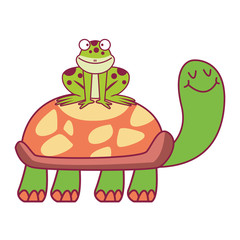 Frog on turtle cartoons