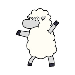 cartoon doodle sheep standing upright