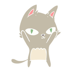 flat color style cartoon cat staring