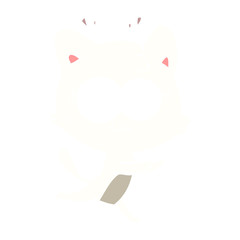 flat color style cartoon surprised cat running