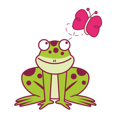 Naklejka premium Frog and butterfly