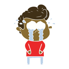 flat color style cartoon crying man