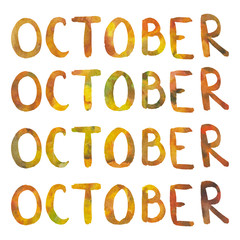 October lettering isolated