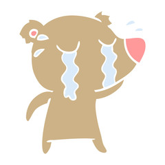 flat color style cartoon crying bear