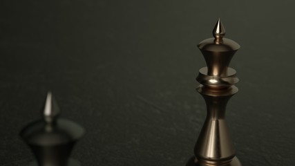 Obraz na płótnie Canvas 3D Chess queen on dark background. 3D Rendering. Cinematic Lighting. 
