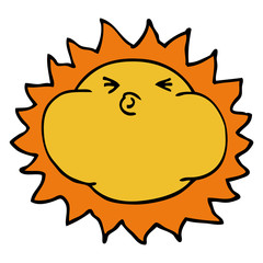 cartoon doodle shining sun