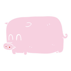 flat color illustration of a cartoon pig