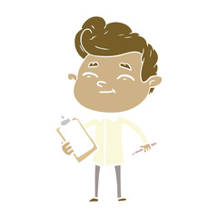 happy flat color style cartoon man