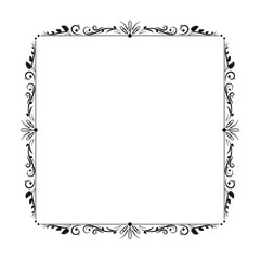 Elegant vintage frame with leaves and wavy lines