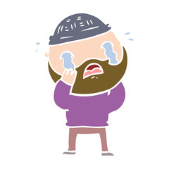 flat color style cartoon bearded man crying