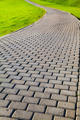Fototapeta premium Garden stone path with grass