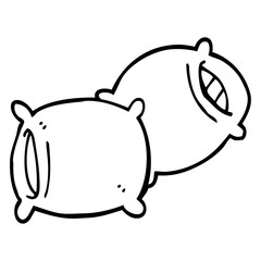 line drawing cartoon pillow