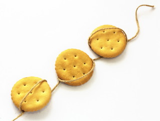 Line of three cookies on the rope