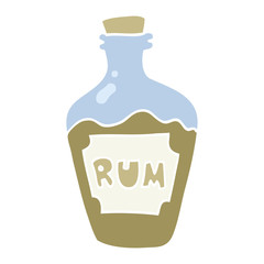 flat color illustration of a cartoon rum bottle