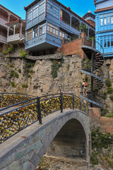 Fototapeta na wymiar Love padlocks on the bridge in old Tbilisi, Georgia