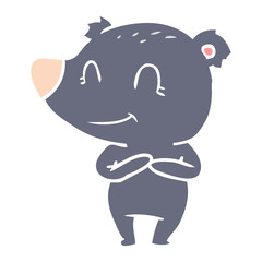 friendly bear flat color style cartoon