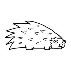 line drawing cartoon spiky hedgehog