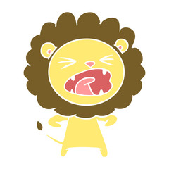 flat color style cartoon angry lion