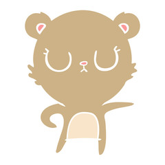 peaceful flat color style cartoon bear