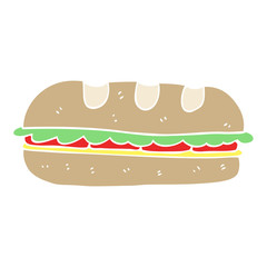 flat color illustration of a cartoon huge sandwich