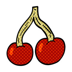 cartoon doodle ripe cherries