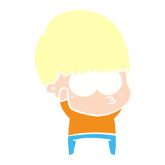 nervous flat color style cartoon boy