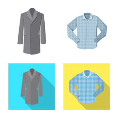 Vector design of man and clothing symbol. Collection of man and wear stock symbol for web.