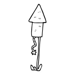 line drawing cartoon firework rocket
