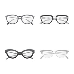 Vector illustration of glasses and frame symbol. Collection of glasses and accessory vector icon for stock.