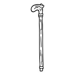 line drawing cartoon walking stick