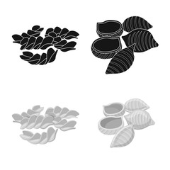 Isolated object of pasta and carbohydrate logo. Set of pasta and macaroni stock symbol for web.