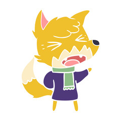 angry flat color style cartoon fox